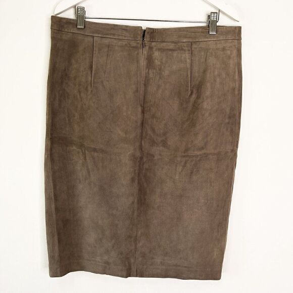 Escada Light Brown Goat Leather Knee Length Skirt - Picture 2 of 7